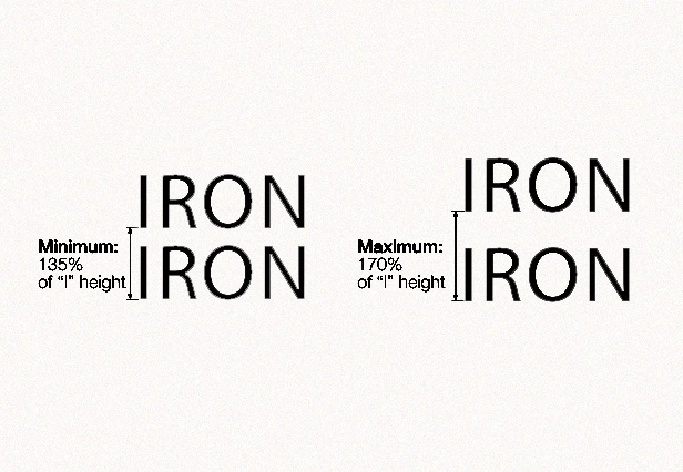 Line spacing between raised characters on ADA Braille sign following 135 to 170 percent height rule