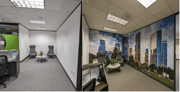 Green Worldwide Shipping Office Wall Graphics Before After