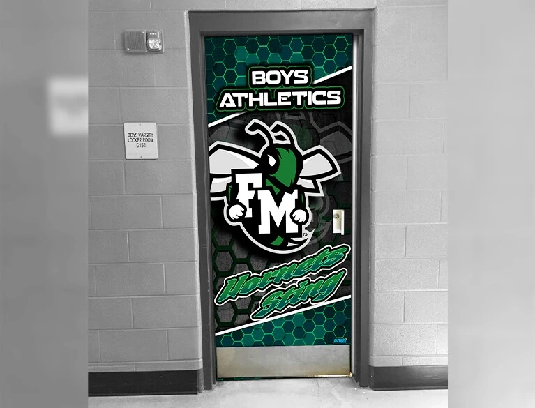 hornets-sting-boys-athletics-door-wrap