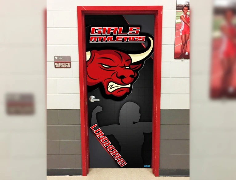 longhorns-girls-athletics-door-wrap