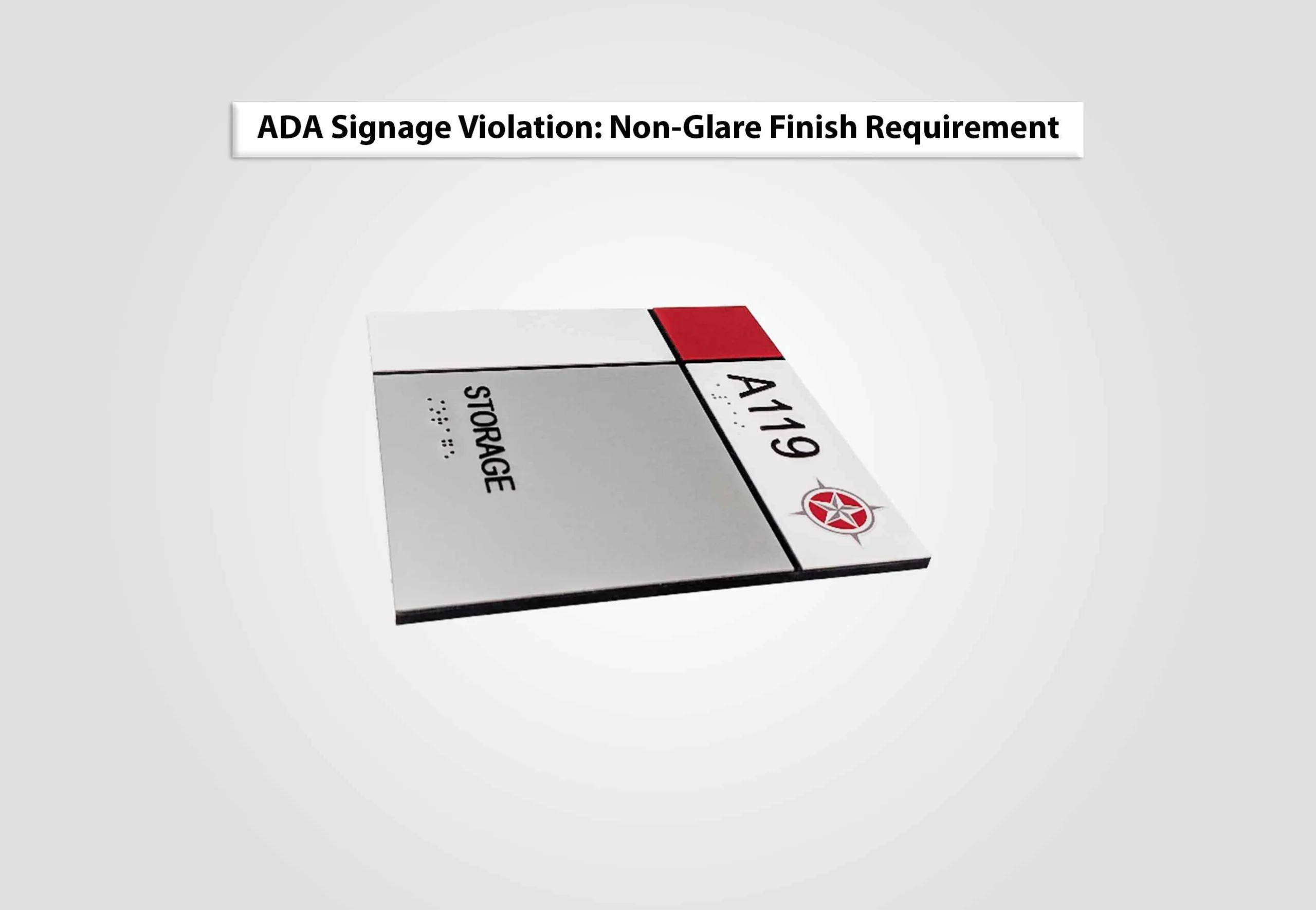 ADA Signage Violation Non-Glare Finish Requirement