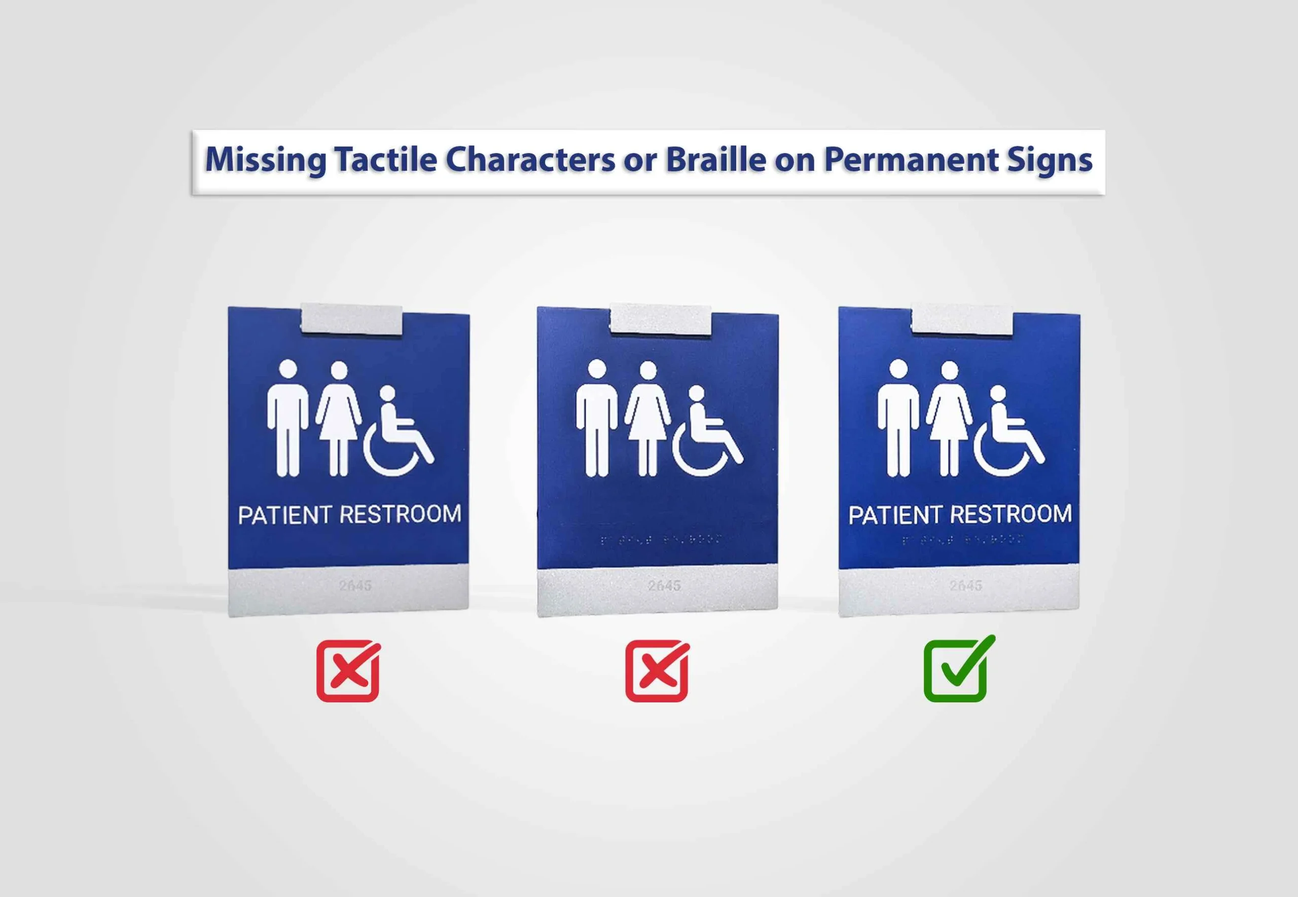 ADA Violations Missing Tactile or Braille on Interior Signage