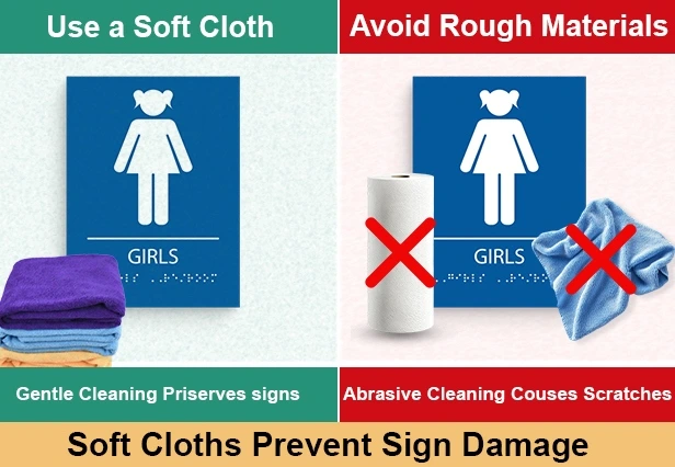 ADA Sign Care: How to Clean Acrylic Signs Without Damaging Them (Business Owner’s Guide) 2 tactile signage cleaning soft cloth vs paper towel ada sign care